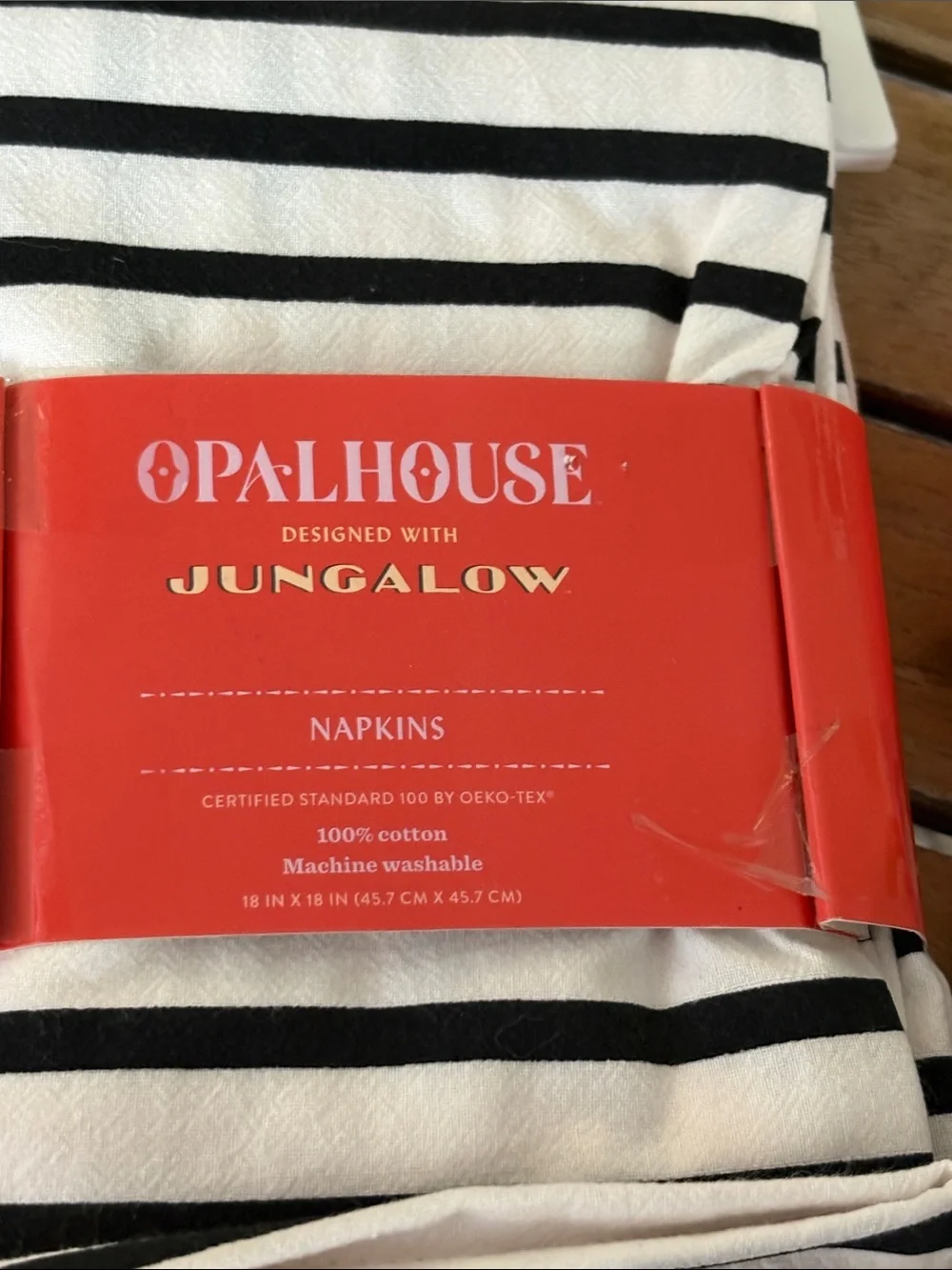 🍓 OPALHOUSE JUNGALOW black white striped napkins NEW x8